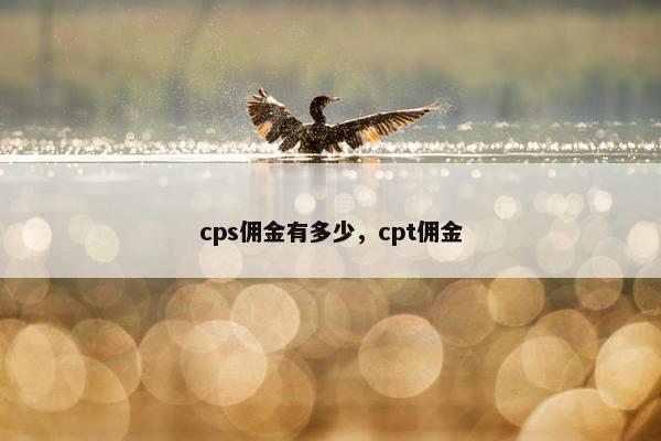 cps佣金有多少，cpt佣金