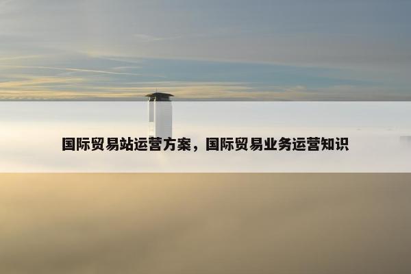 国际贸易站运营方案，国际贸易业务运营知识