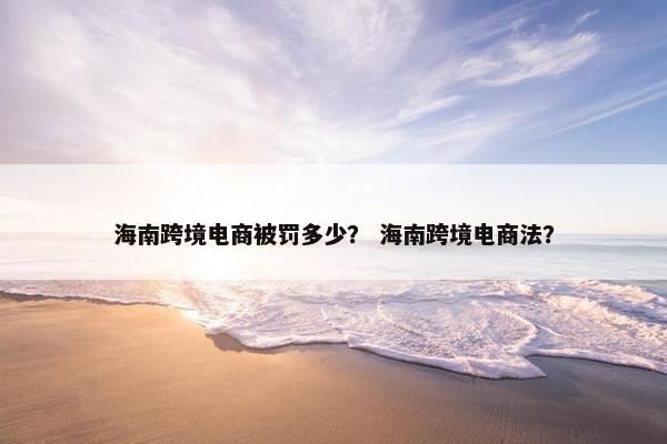 海南跨境电商被罚多少？ 海南跨境电商法？