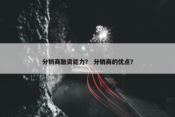 分销商融资能力？ 分销商的优点？