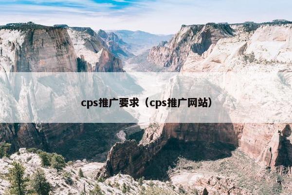 cps推广要求（cps推广网站）