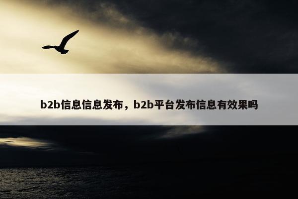 b2b信息信息发布，b2b平台发布信息有效果吗