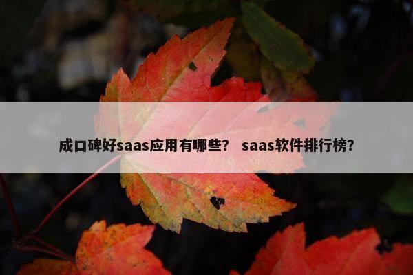 成口碑好saas应用有哪些？ saas软件排行榜？