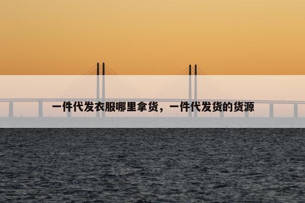 一件代发衣服哪里拿货，一件代发货的货源