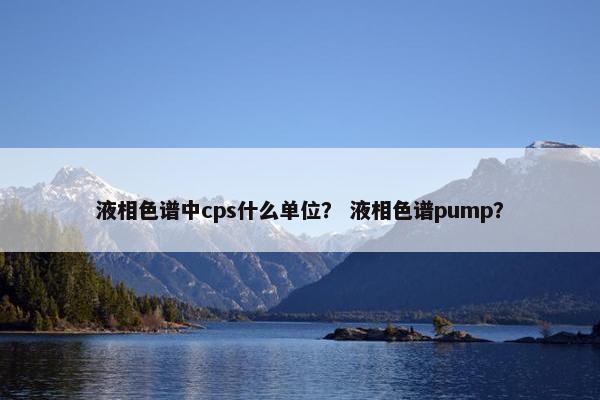 液相色谱中cps什么单位？ 液相色谱pump？