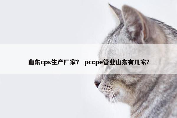 山东cps生产厂家？ pccpe管业山东有几家？
