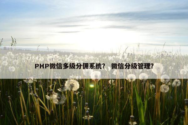 PHP微信多级分佣系统？ 微信分级管理？