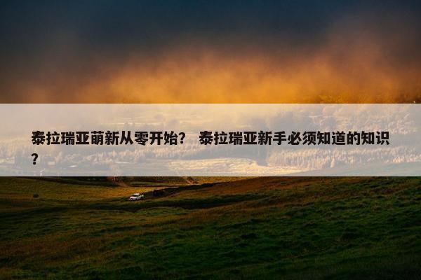 泰拉瑞亚萌新从零开始？ 泰拉瑞亚新手必须知道的知识？