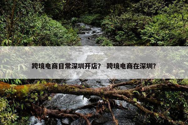 跨境电商日常深圳开店？ 跨境电商在深圳？