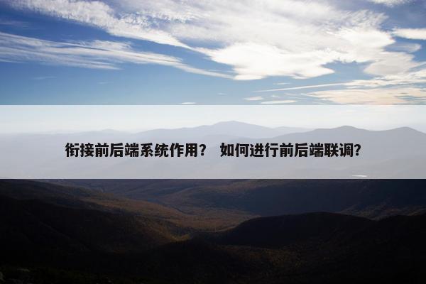 衔接前后端系统作用？ 如何进行前后端联调？