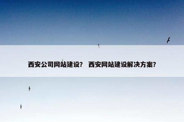 西安公司网站建设？ 西安网站建设解决方案？