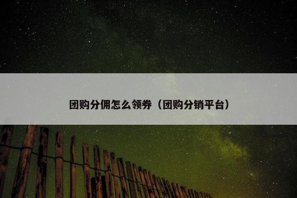 团购分佣怎么领券（团购分销平台）