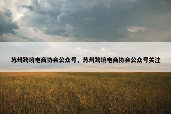 苏州跨境电商协会公众号，苏州跨境电商协会公众号关注