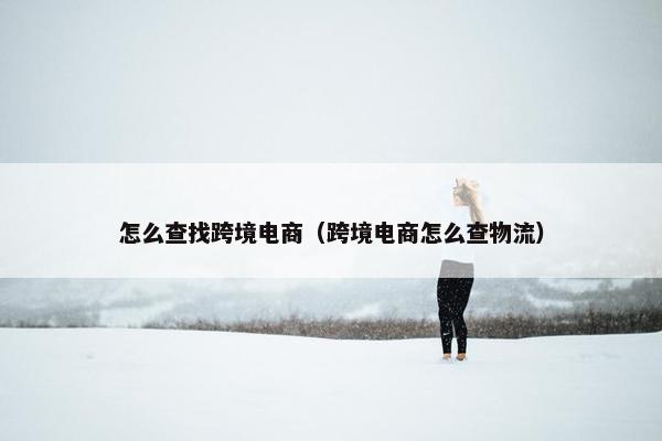 怎么查找跨境电商（跨境电商怎么查物流）
