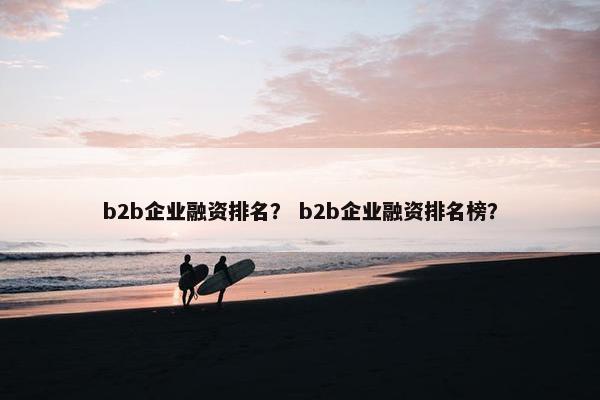 b2b企业融资排名？ b2b企业融资排名榜？