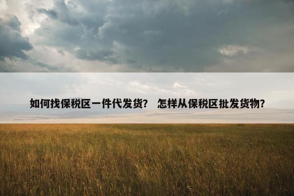 如何找保税区一件代发货？ 怎样从保税区批发货物？