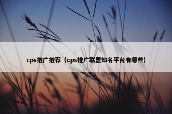 cps推广推荐（cps推广联盟知名平台有哪些）