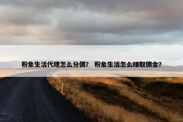 粉象生活代理怎么分佣？ 粉象生活怎么赚取佣金？