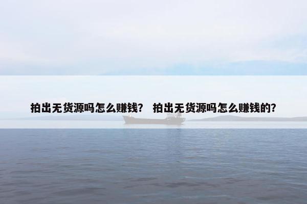 拍出无货源吗怎么赚钱? 拍出无货源吗怎么赚钱的?