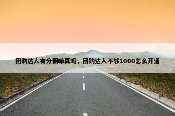 团购达人有分佣嘛真吗,团购达人不够1000怎么开通