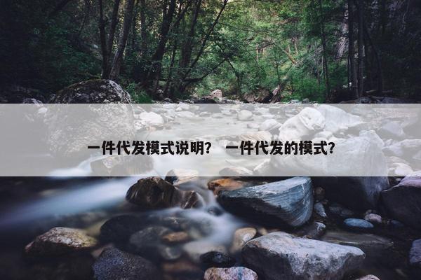 一件代发模式说明? 一件代发的模式?