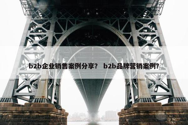 b2b企业销售案例分享？ b2b品牌营销案例？