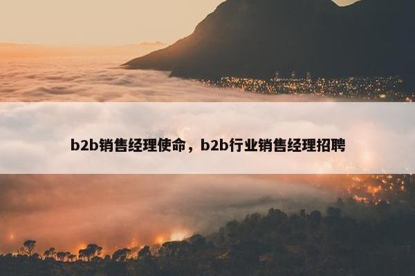 b2b销售经理使命，b2b行业销售经理招聘