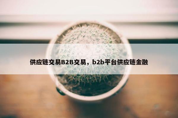 供应链交易B2B交易，b2b平台供应链金融