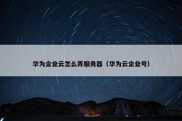 华为企业云怎么弄服务器(华为云企业号)