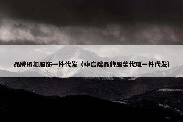 品牌折扣服饰一件代发（中高端品牌服装代理一件代发）