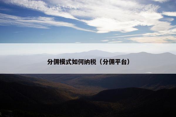 分佣模式如何纳税（分佣平台）