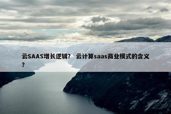 云SAAS增长逻辑? 云计算saas商业模式的含义?