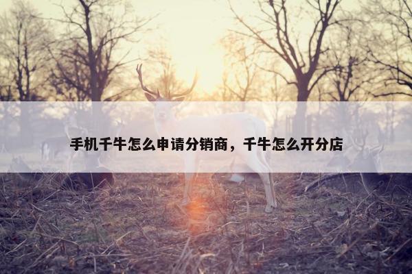 手机千牛怎么申请分销商，千牛怎么开分店
