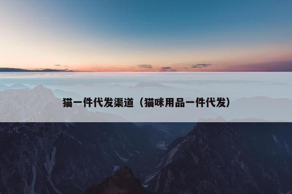 猫一件代发渠道（猫咪用品一件代发）