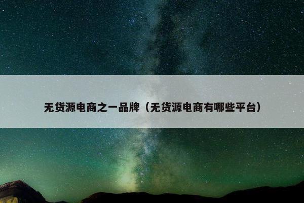 无货源电商之一品牌(无货源电商有哪些平台) 无货源电商之一品牌(无货源电商有哪些平台)